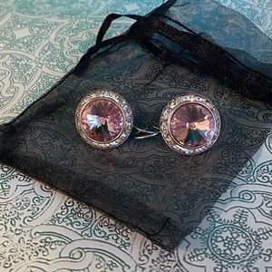 Light Rose Swarovski Crystal Earrings-Handmade